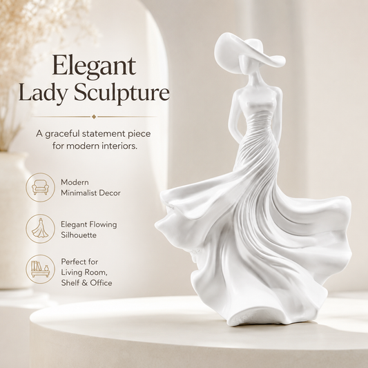 Elegant Lady Sculpture – Modern White Figurine Home Decor