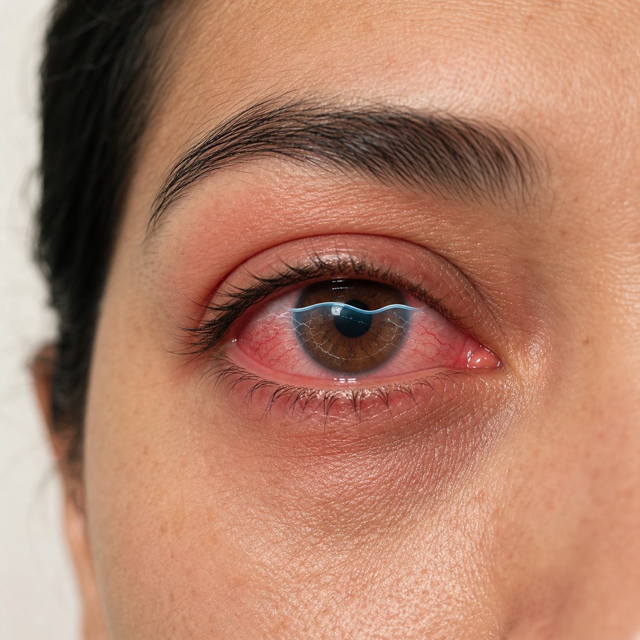 Before treatment with dry red tired eye