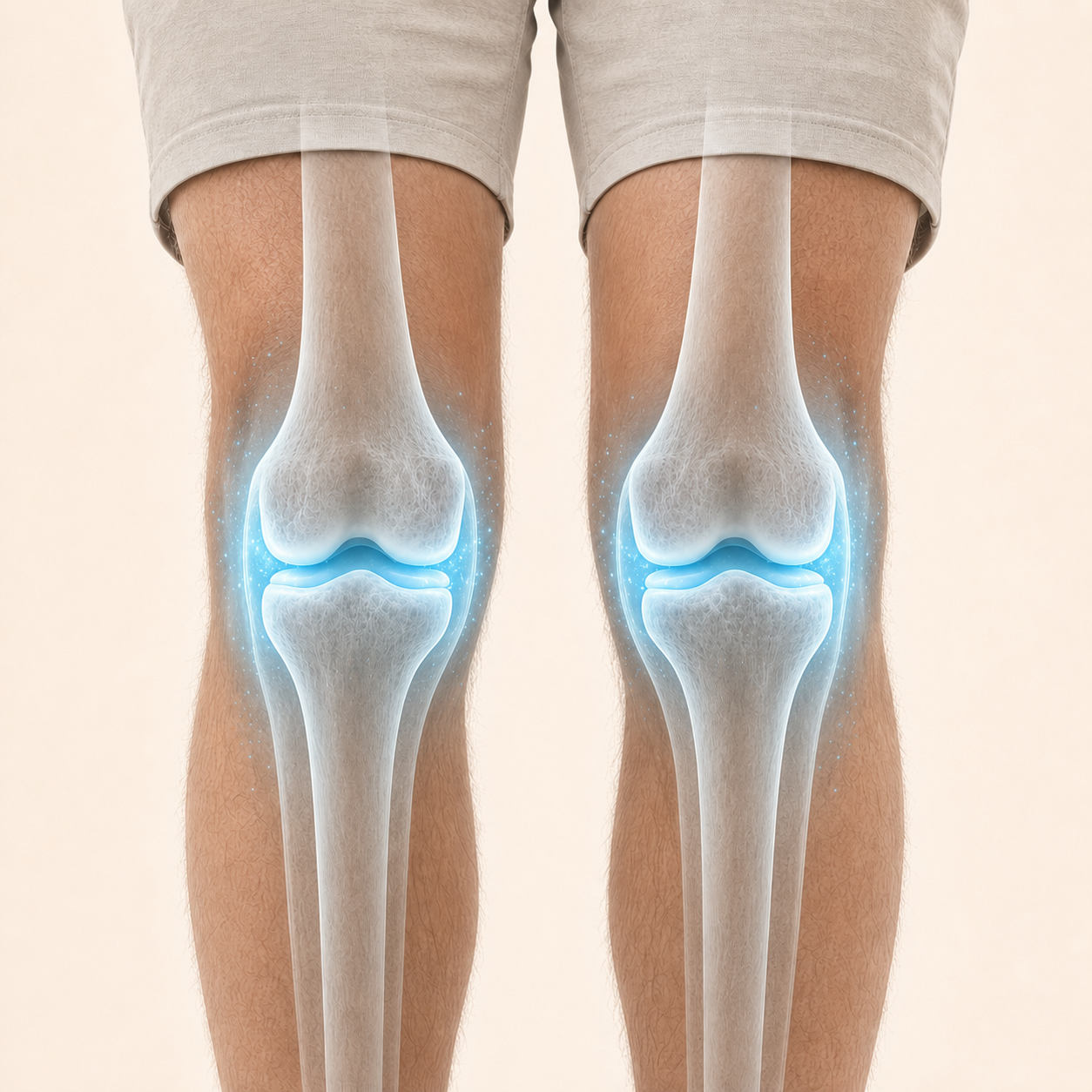 After: both knees with a calm blue joint effect